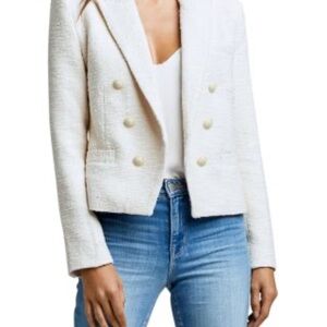 L'AGENCE Cream Tailored Blazer with Notched Lapels
